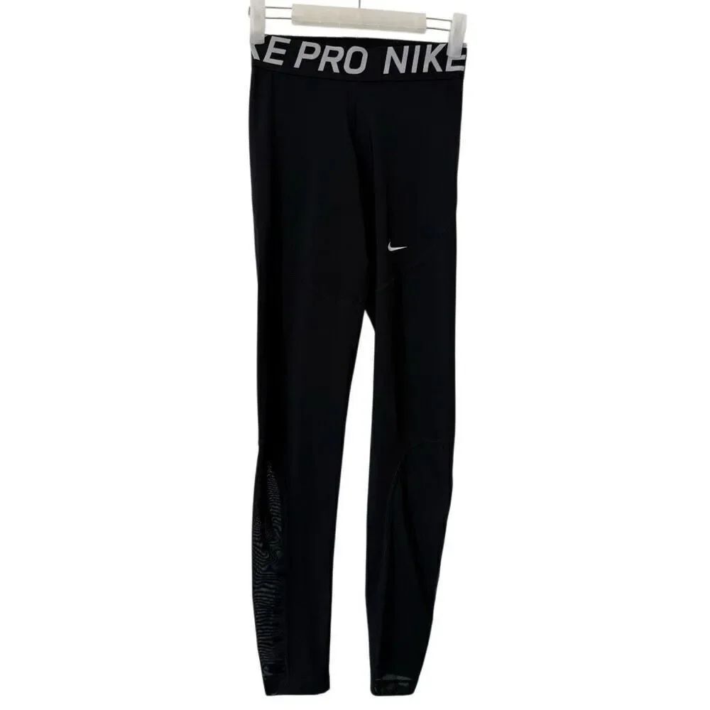 Nike Pro Sculpt Pull-On Mesh Panel Dri-Fit High Waisted 7/8 Leggings Black Small